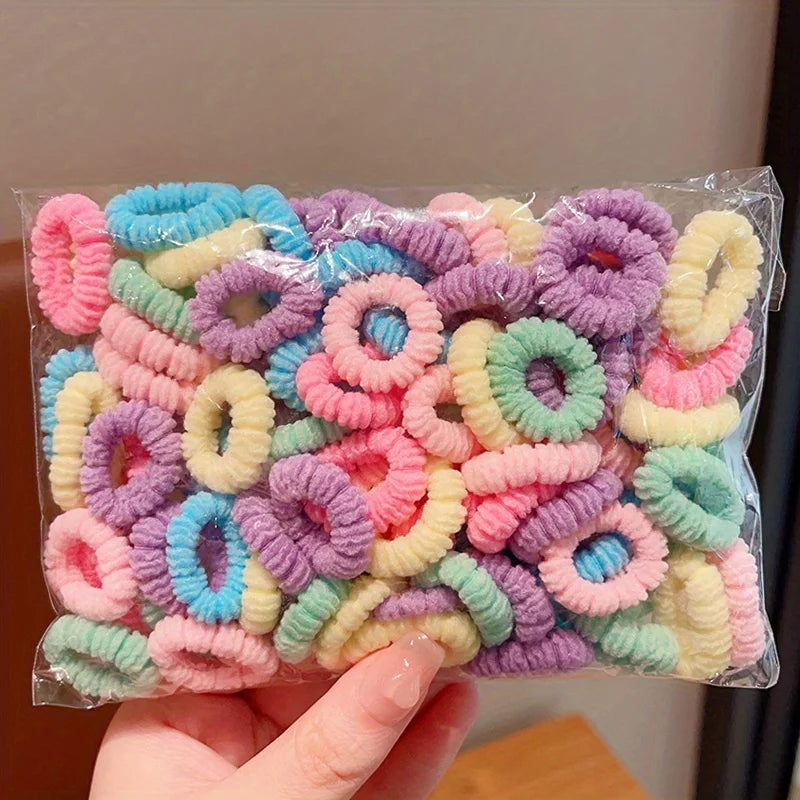 100pcs Girls Elastic Cute Rubber Hair Bands Children Lovely Hair Ties Kids Ponytail Holders Hair Accessories choice for Gifts