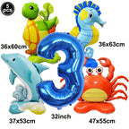 Ocean Animals Theme Disposable Tableware Plates Napkins Cup Paper Straws Whale Turtle Balloon Under The Sea Birthday Party Decor