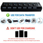 Multi Ports USB HUB 3.0 4/7 Ports Portable Super Speed 5Gbps Multiple USB Port Expander with Switches Power Adapter For PC