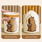 1 Roll 45x45cm 50Pcs Printed Tear-Free Drawstring Trash Bags Disposable Garbage Bags