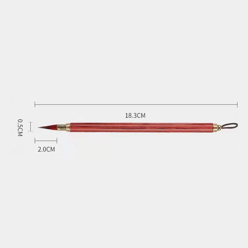 1Pc Luxurious Wooden Handle Calligraphy Brush Red Weasel Hair Painting Brush Pen Wool Hair Regular Script Chinese Writing Brush