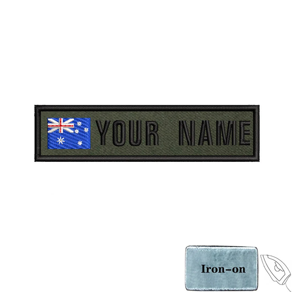 1PC 10cmX2.5cm Custom Name Flag Patch Stripes Badge Iron On Or Hook Loop Armband Germany Luxembourg Armenia Serbia green