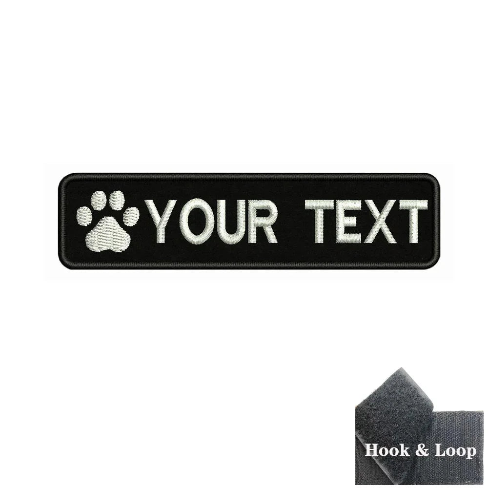 1PC 10cmX2.5cm Custom Name number Patch Stripes Badge Hook Loop dog paw dog footprints skull Punisher Telephone