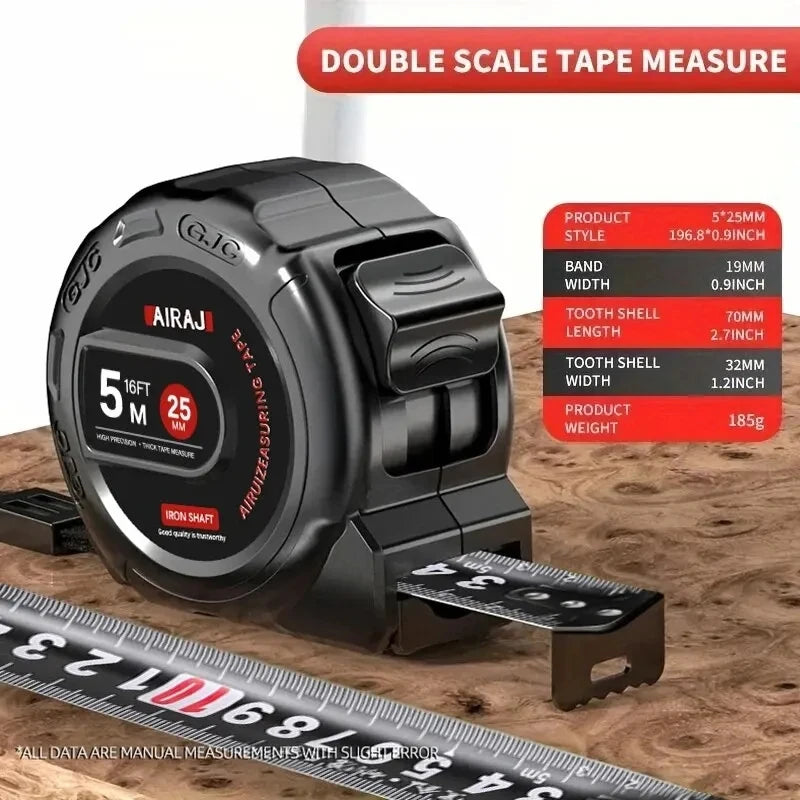 AIRAJ 7.5/5/3M Tape Measure High Carbon Steel Thickened Frosted Anti Drop Shell High-Precision Portable Manual Measuring Tool