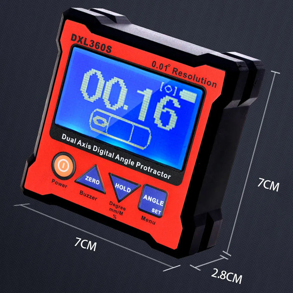 DXL360/DXL360S Dual Axis Digital Angle Protractor with 5 Side Magnetic Base High-precision Dual-axis Digital Display Level Gauge