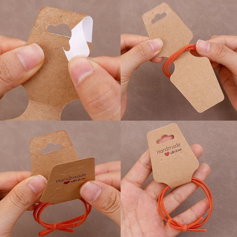 Jewelry Display Card Price Tag Foldable Kraft Paper Card For Necklace Bracelet Headband Hairband Hanging Label Packing Holder