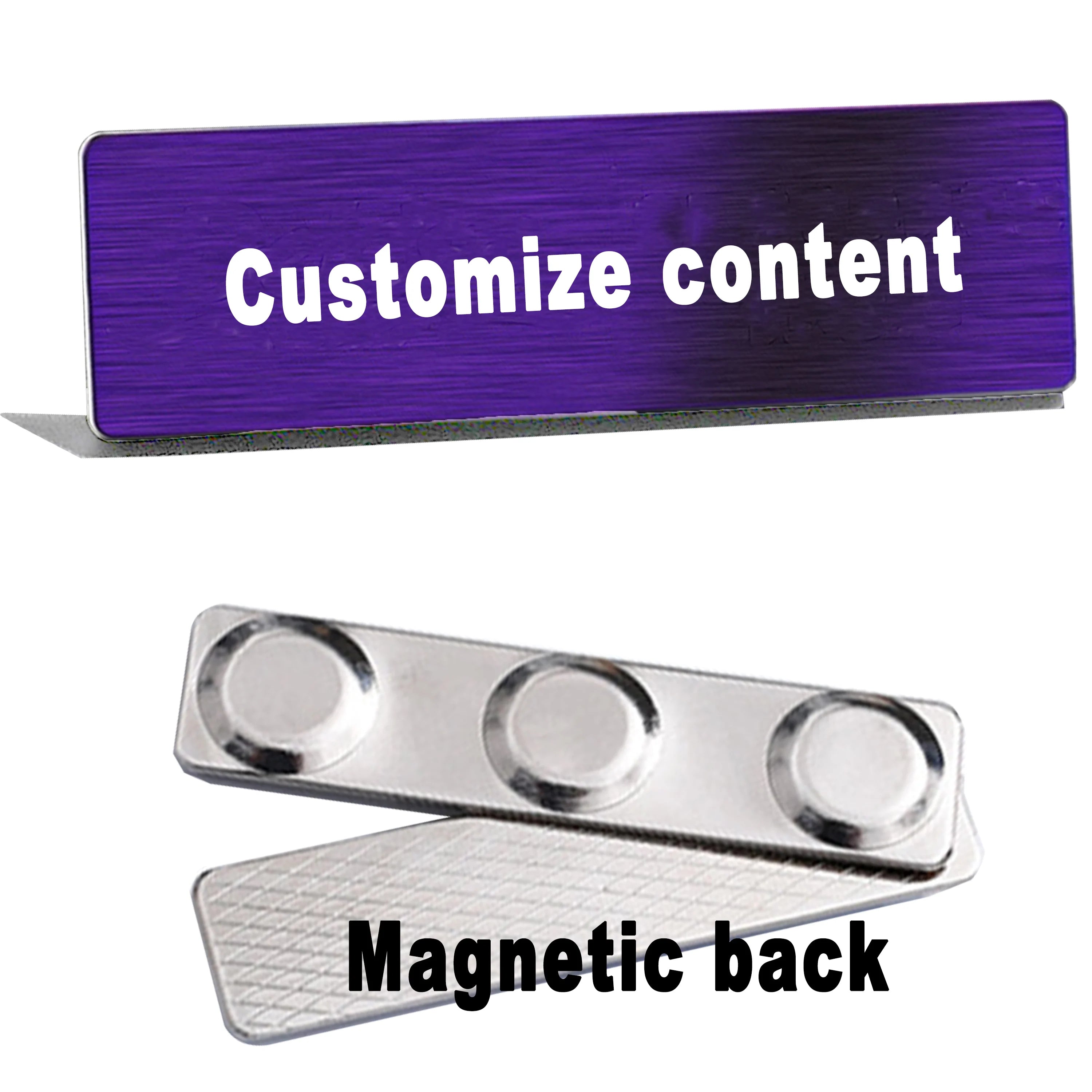 Engraved Personalized Name Tags with Magnet Clip or Pin - Stainless Steel Metal Custom Magnetic Name ID Badge Tag for School