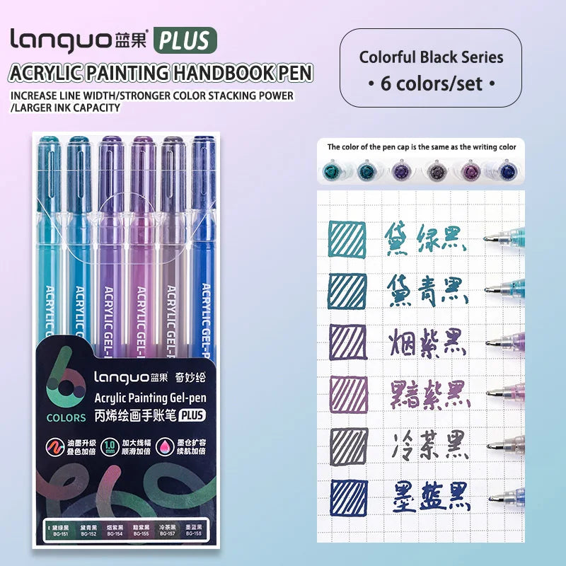 Languo 6/24/36/54/72/90 colors Acrylic Painting Handbook Pens Multi-Color Gel Pen Student Neutral Pen Writing Marker Stationery