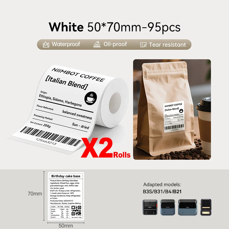 Large Size Labels for Niimbot B4 Portable 4inch Label Printer Shipping Barcode Tag Self-adhesive Stickers for Small Bussiness