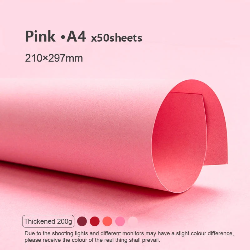 A4 Colored Cardstock 50sheets Thickened Hard Paper 200 gsm Card Stock Colorful Drawing Paper for DIY Art Card Making Scrapbook