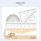 Cartoon Cat Ruler Set, Acrylic Geometry Tools, Student Stationery, Includes Triangle Ruler, Protractor, Straight Ruler, Cute