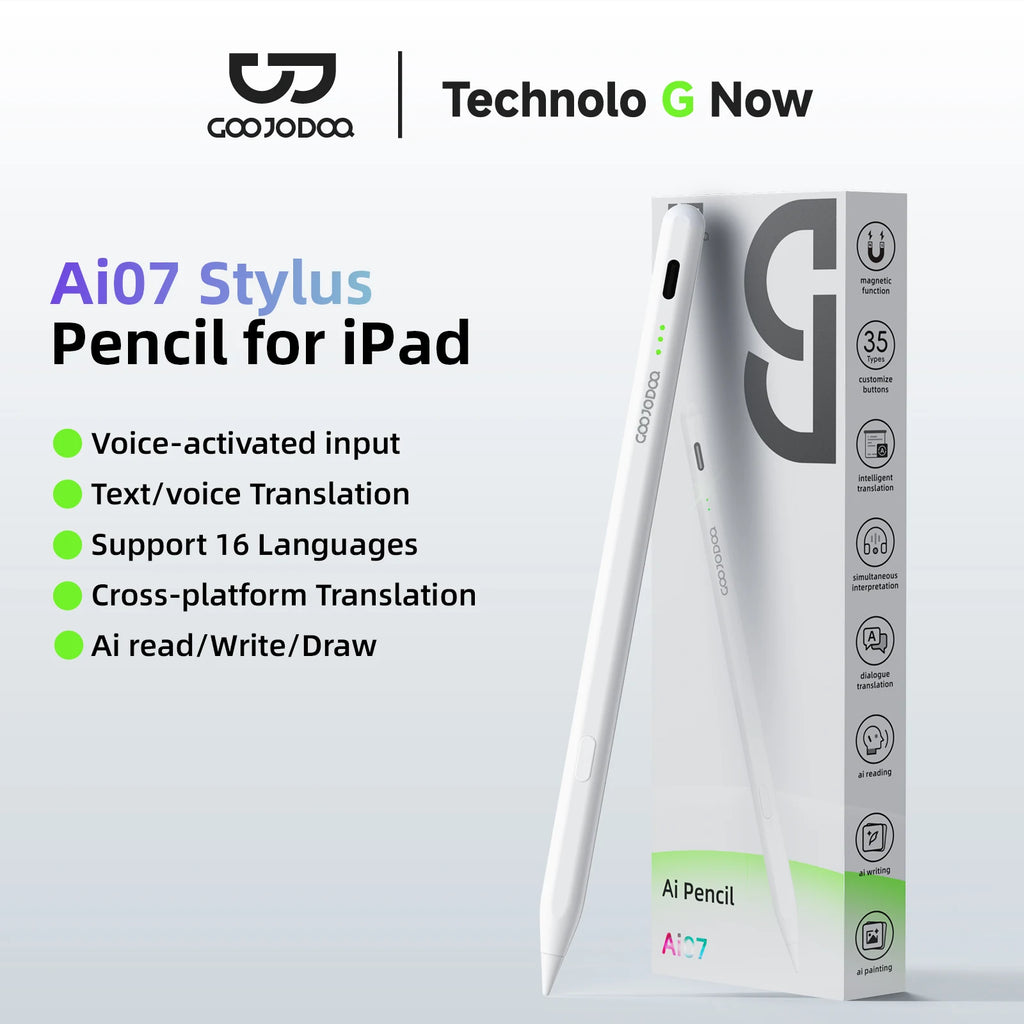 GOOJODOQ Ai07 Stylus Pen For Apple Pencil Ai Read/Write/Draw Tilt-sensitive Palm Rejection USB-C Fast Charge for ipad 2018-2025