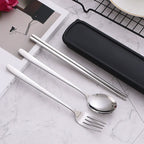 3pcs 410 Stainless Steel Portable Cutlery Set Mirror Polished Edge Rounded Comfortable Knife Fork And Spoon Three Piece Set