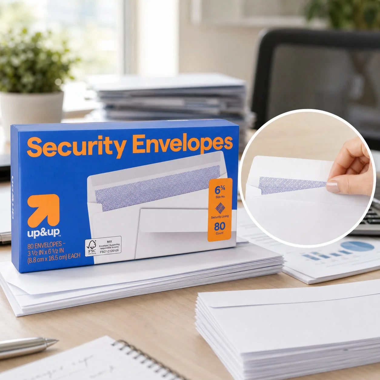 160ct White Gummed Flap Security Envelopes, 3.5 x 6.75 Inch Paper Mailers For Office Business Letters