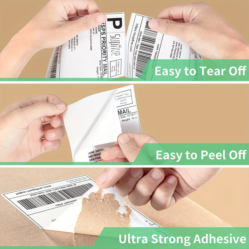 500/1000 Sheets 4''x6'' White Thermal Label Paper for Thermal Label Printers Logistics Shipping Labels 100x150mm