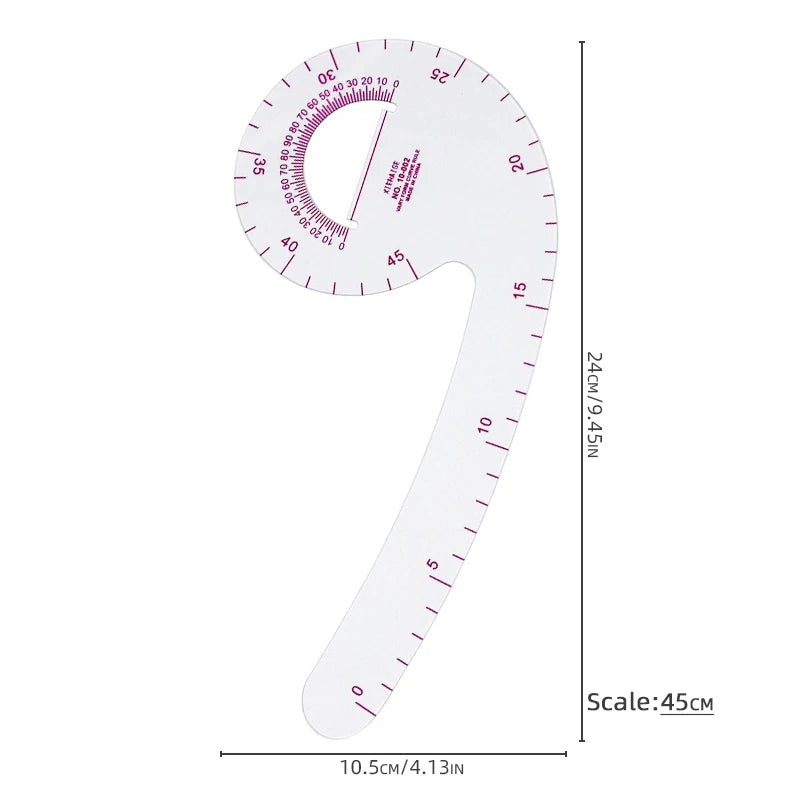 5PCS Multifunctional French Curve Ruler Soft Plastic Patchwork Ruler Measure Dressmaking Drawing Template Craft Sewing Tools