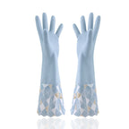 Waterproof Rubber Latex Velvet Gloves, Durable, Cleaning, Washing Clothes, Household, Kitchen, Winter