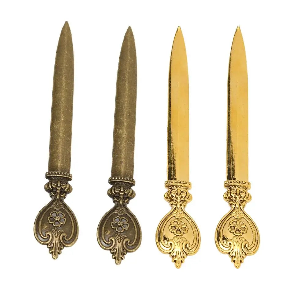 4 Pcs Durable Zinc Alloy Letter Openers Lightweight Retro Envelope Opener Ergonomic Design Bronze Letter Opener Tool Office