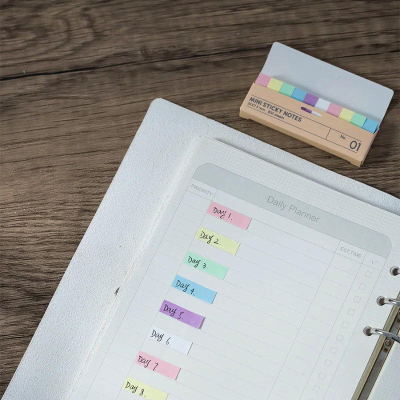 800 sheets of boxed sticky notes, 10 different colored index tabs, self-adhesive page markers, suitable for office and study pur