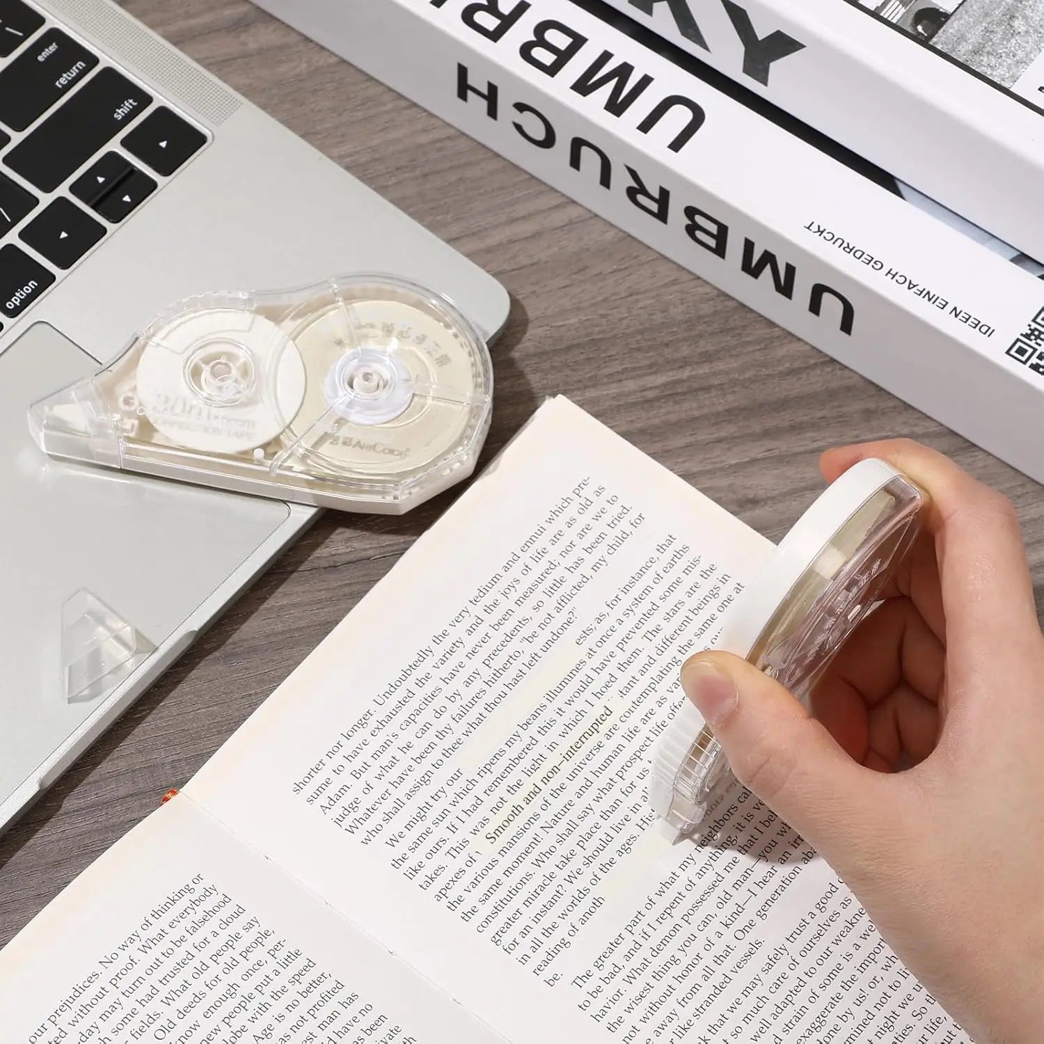 Correction Tape Cream Color Beige Corrective Tape Eraser 100 Feet Long for School Office Supplies Crafting Note Taking Journal