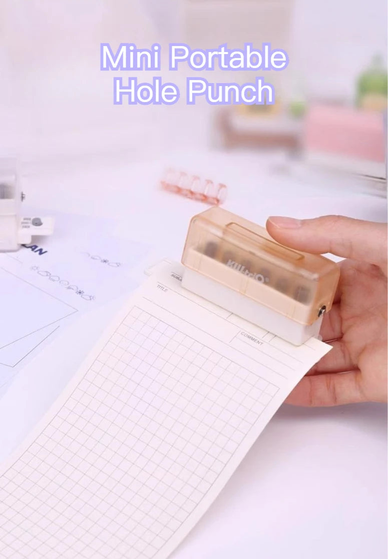 KW-TRIO Mini Portable Multi-Color Punch Hole Binder Punch 6-Hole Punch Multi-Functional Study Organizer Hole Punch