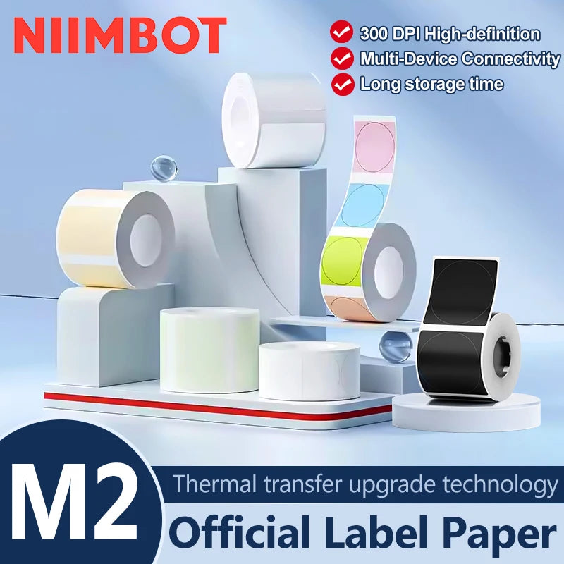 Niimbot M2 Label Printer Color Thermal Transfer Labels Sticker Paper Adhesive Network Organizer Jewelry Tag Label & Color Ribbon