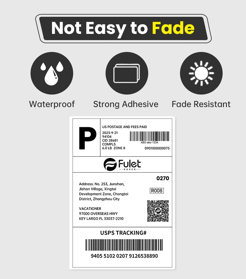 Premium quality 100 x 150 mm direct thermal paper shipping label 500 labels per roll