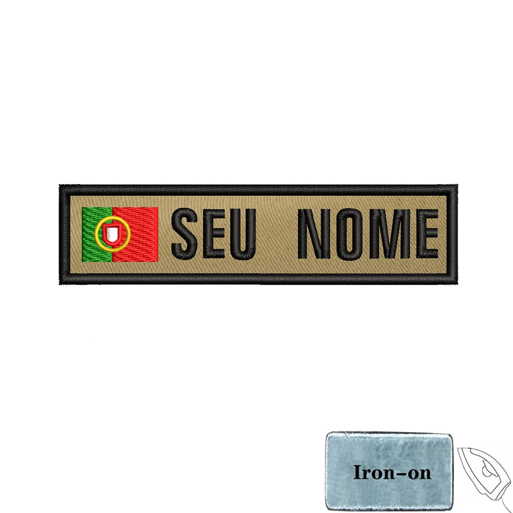 1PC 10cmX2.5cm Custom Name Flag Patch Badge Khaki Iron On Or Hook Loop Netherlands Russia Lithuania France Italy Spain Israel