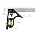 Woodworking Movable Combination Square 300mm Stainless Steel Ruler, Adjustable Horizontal Level, 45° Right Angle Measuring Gauge