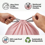 Pink Drawstring Trash Bags, Thickened Leakproof Tear Resistant Easy Tie Odor Resistant for Kitchen Bathroom Office Daily Home Use Households Busy Families Small Trash Can Liners Household Cleaning Garbage Bags
