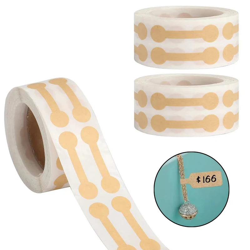 500Pcs/roll Blank Labels Paper Price Tags Portable Self Adhesive Stickers Jewelry Hangtags Necklace Ring Display Packaging