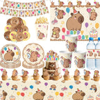 Birthday Decoration Capybara Birthday Invitation Card Cup Tablecloth Plate Napkin Poster Baby Shower Birthday Girl Party Favors