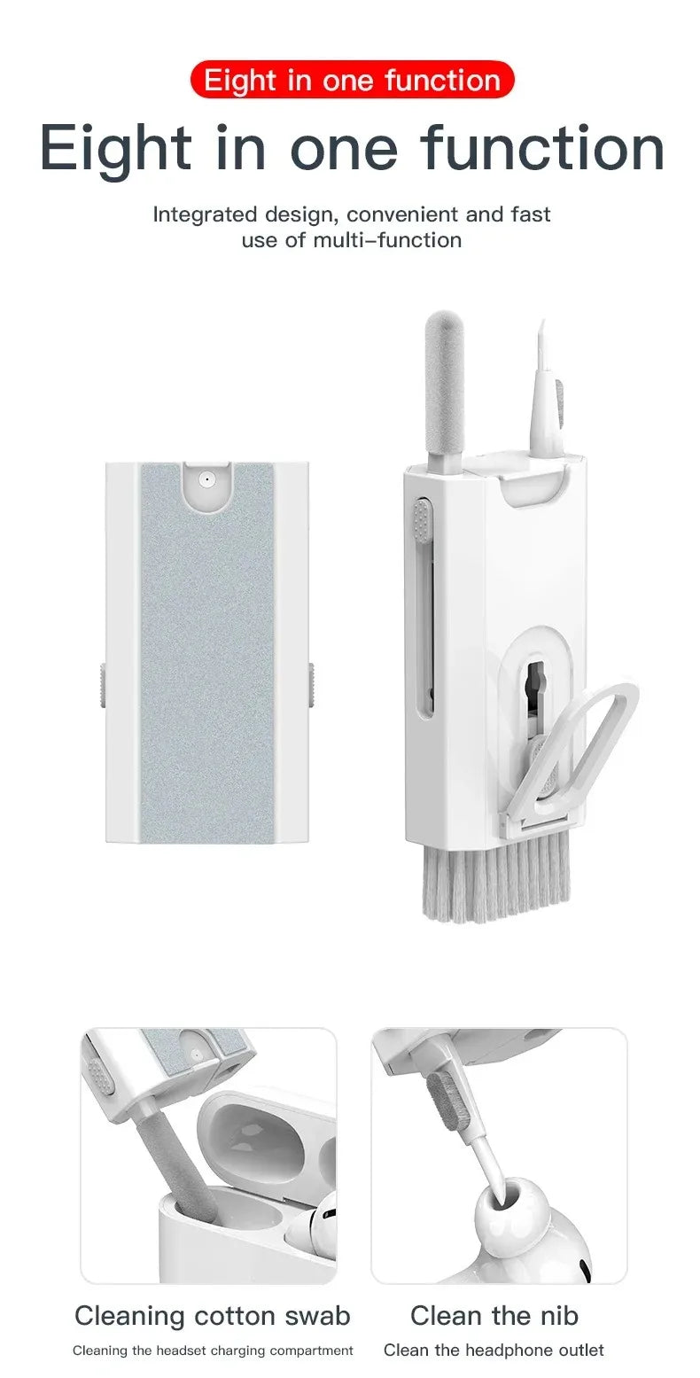 8 in 1 Computer Keyboard Cleaner Kit Brush for Airpods Headset Phone Earphones Cleaning Tool with Keycap Puller