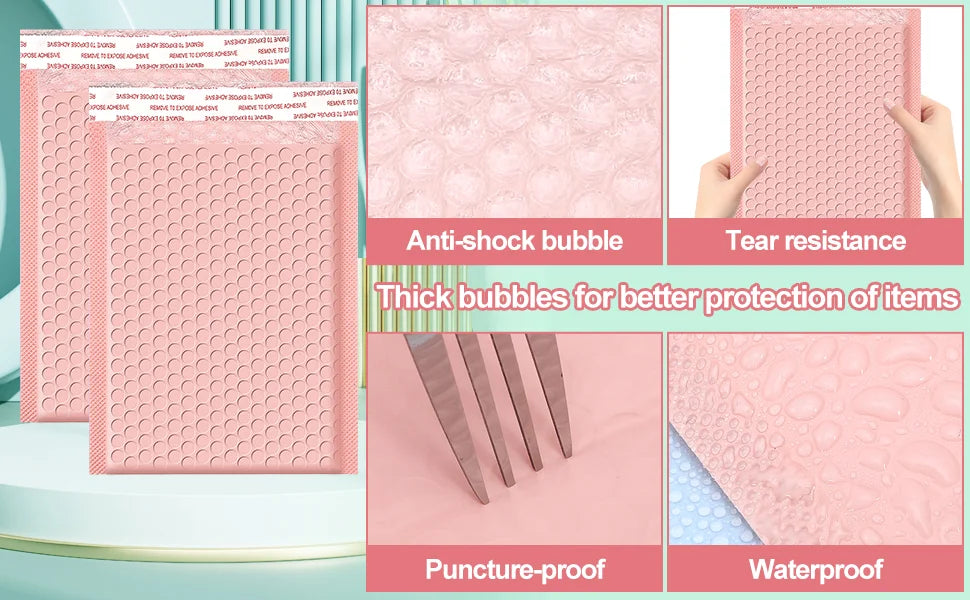 100Pcs Bubble Mailer Envelope Mailing Shipping Packaging Small Business Supplies Self Seal Bubble Waterproof Express Envelope