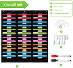 12 Pocket File Storage Chart Wall-Mounted Organizer with Hooks And Labels for  Office Organization Hanging Pocket Folder Rack