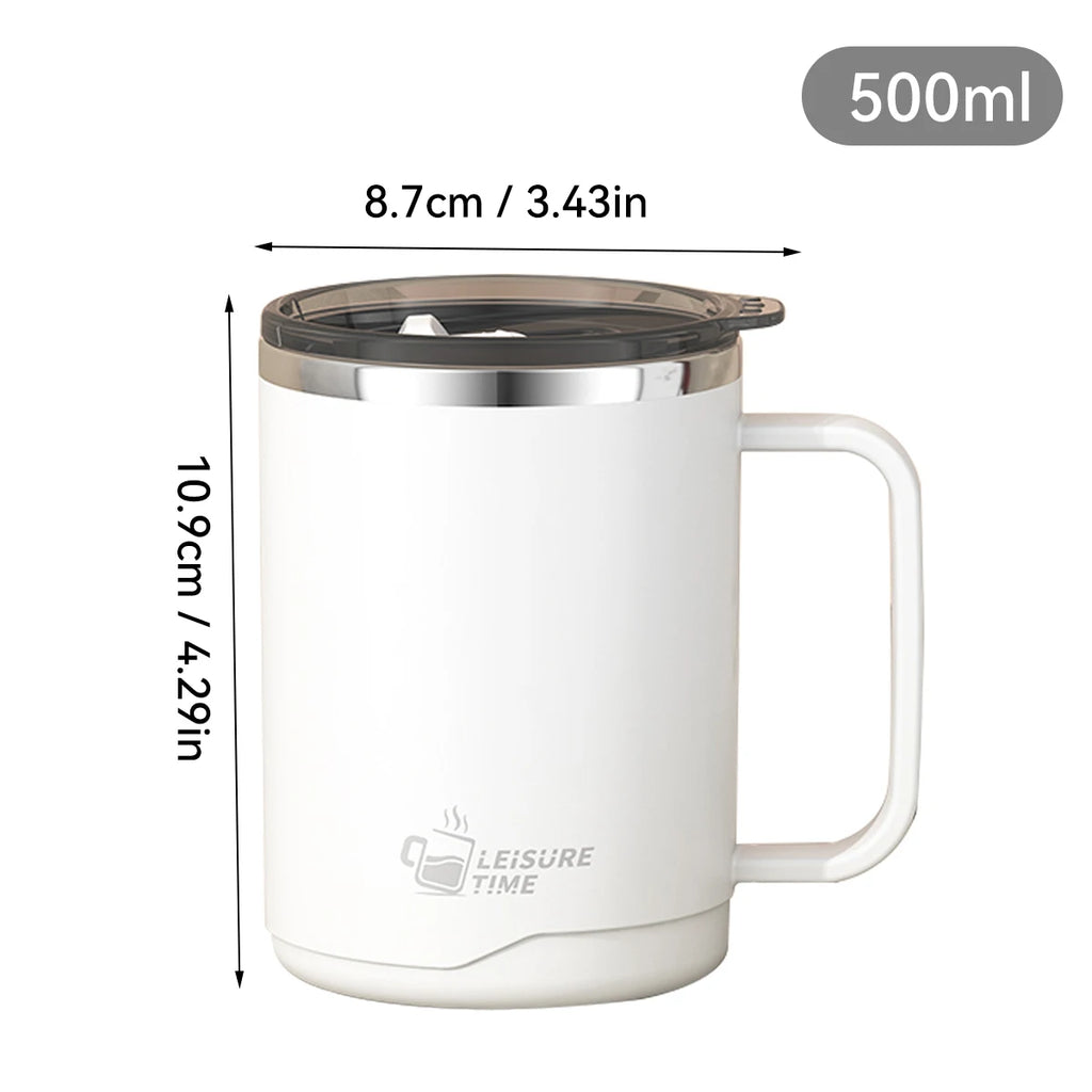 WORTHBUY 304 Stainless Steel Double Wall Insulated Coffee Mug With Handle Portable Sealed Water Cup Large Capacity Drinking Cup