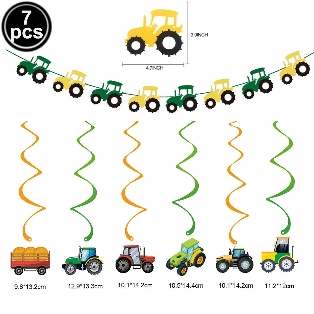  Green Tractor Birthday Party Supplies Farm Tractor Paper Plates Cup Napkins for Tractor Birthday Party Decoration Supplies