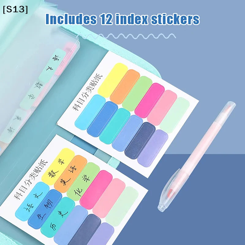 13 Pocket File Folders Portable A4 Letter Size Macaron Color Accordian Document Organizer Classroom Office Home Storage[S13]