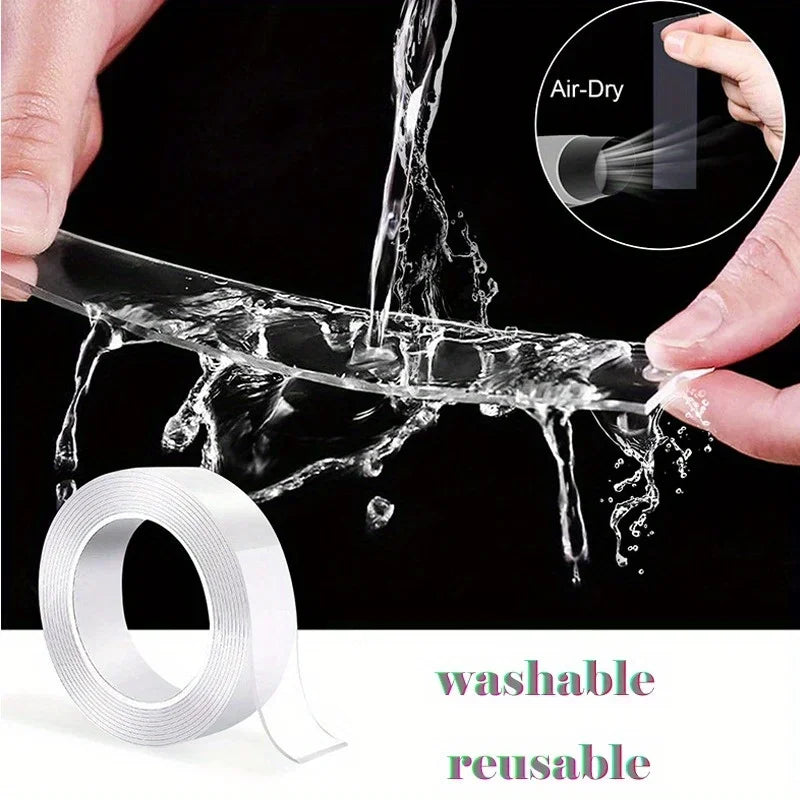 Versatile Reusable Double Sided Waterproof Adhesive Tape Strong Viscosity Firm Sticking Washable Removable Multipurpose Tape