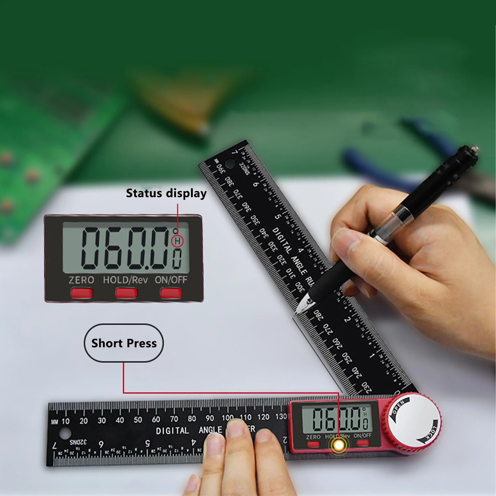 200mm Protractor Digital Angle Finder Ruler Electronic Goniometer Angle Length Measuring Ruler Drawing Woodworking Tools