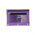 Double Zipper Pen Bag 3 Rings Binders Pencil Case File Bag Pencil Box For Erasers Rulers Markers Storage