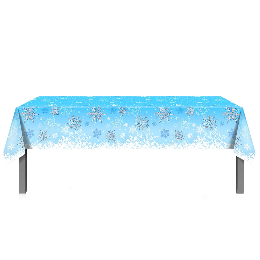 Snowflake Tablecloth Winter Frozen Party Decoration White Snowflake Disposable Plastic Table Cover Christmas girl Birthday Party
