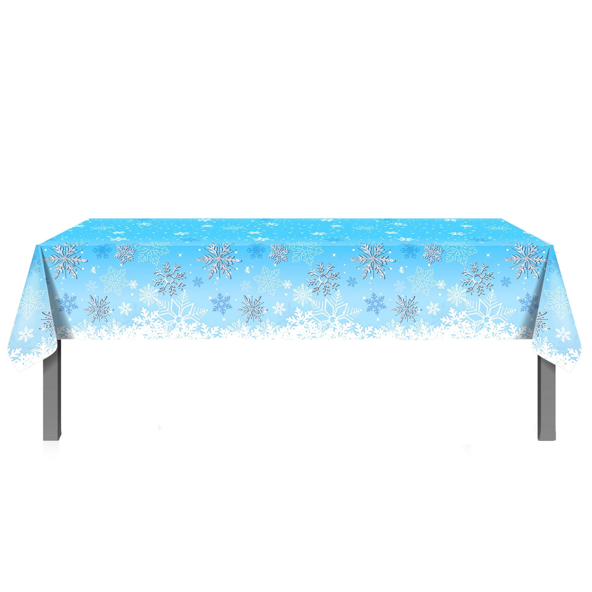 Snowflake Tablecloth Winter Frozen Party Decoration White Snowflake Disposable Plastic Table Cover Christmas girl Birthday Party