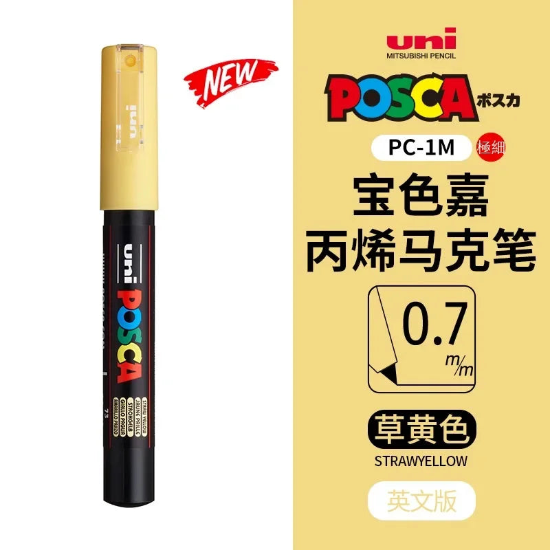 uni POSCA POP Water-Based Marker,Assorted Colors PC-1M/3M/5M 0.7~2.5mm Tips Professional Acrylic Paint Pen for Artists&Designers