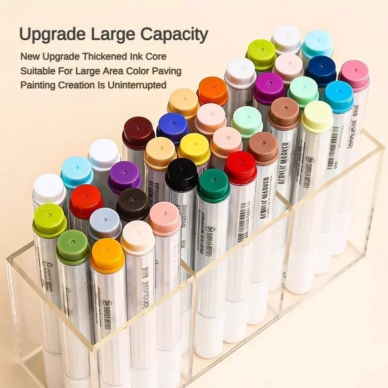 Languo 9/144 Colors Acrylic Paint Art Marker Pen DIY Painting Drawing Card Ceramic Stone Mug Glass Fabric Clothes Art Supplies