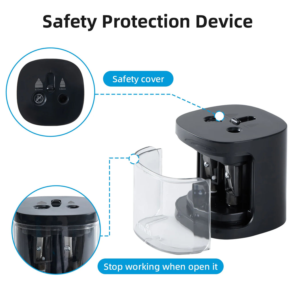 Tenwin Automatic Electric Pencil Sharpener  mini Usb Dual power Sharpener supply School Students Stationery for 6-12mm pencil