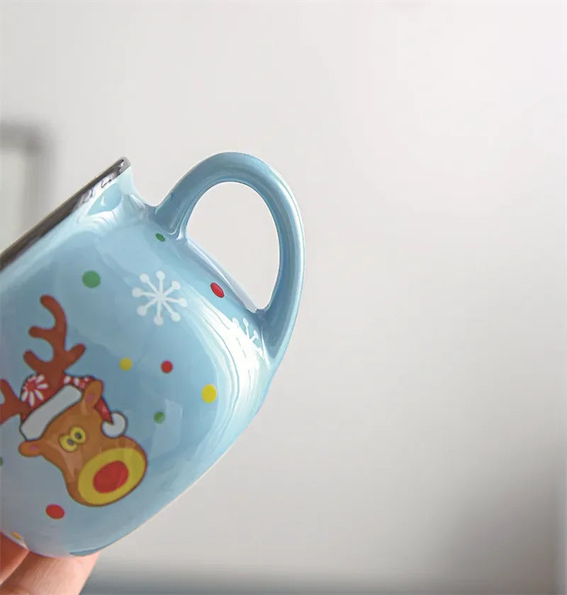 150ML Ceramic Christmas Mugs Cartoon Santa Style Cute Elk Snowman Mousse Cup for Office Home Breakfast Milk Mug Kids Xmas Gifts
