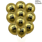 Black Gold Hajj Mubarak Disposable Paper Plates Cups Napkins Banner Balloons Home 2026 Eid Mubarak Islamic Muslim Party Supplies