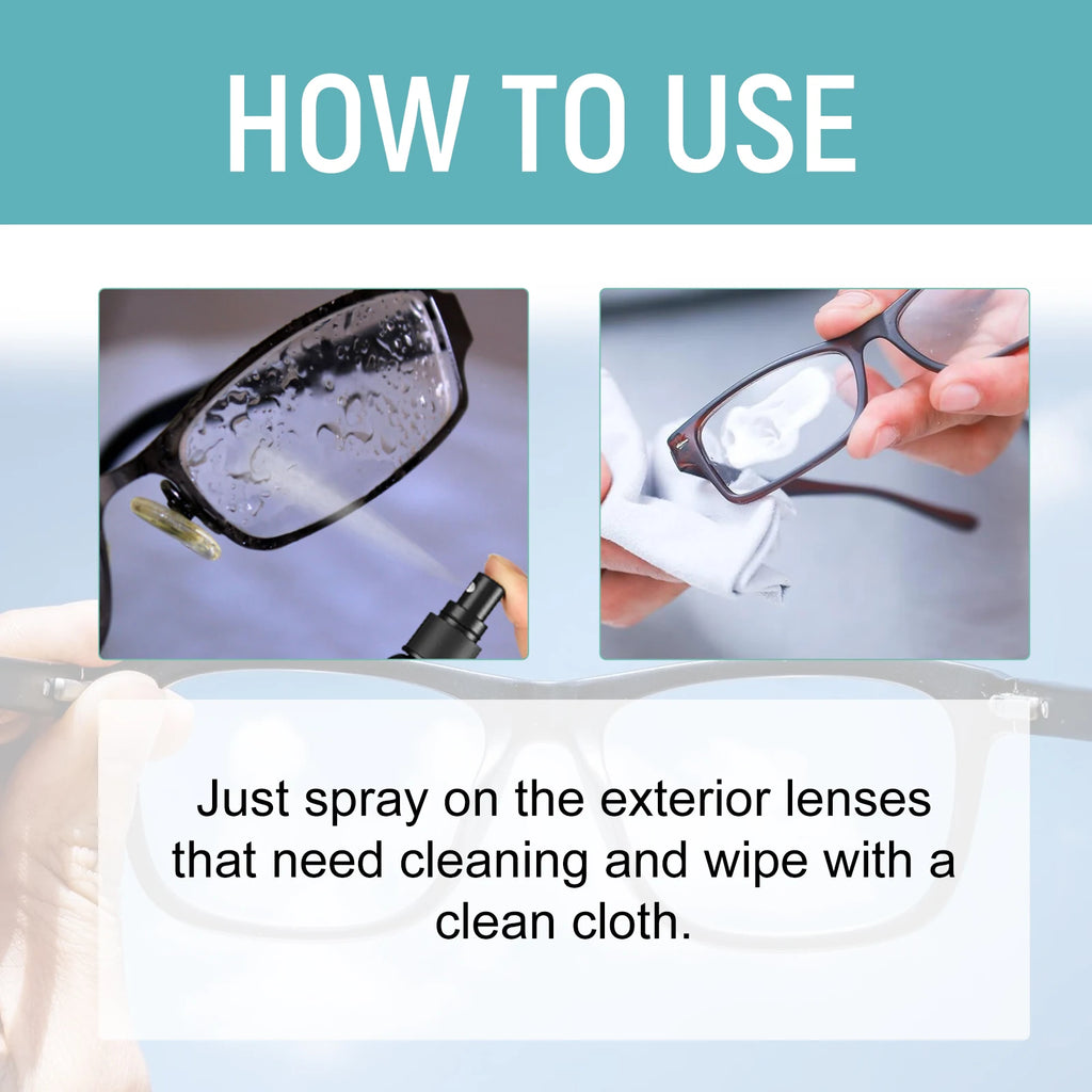 Eyeglass Lens Cleaner Spray Anti Fog Glasses Care Instant Clear Vision Oil Stain Remover Sunglasses Screen Cleaning Kit 100ml