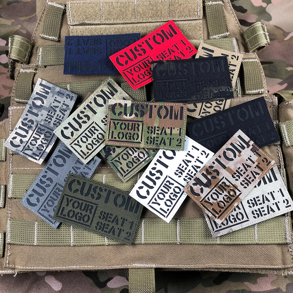 Custom Laser Cutting IR IFF Infrared Reflection Patch Name Tapes Tag Brand Black Letters